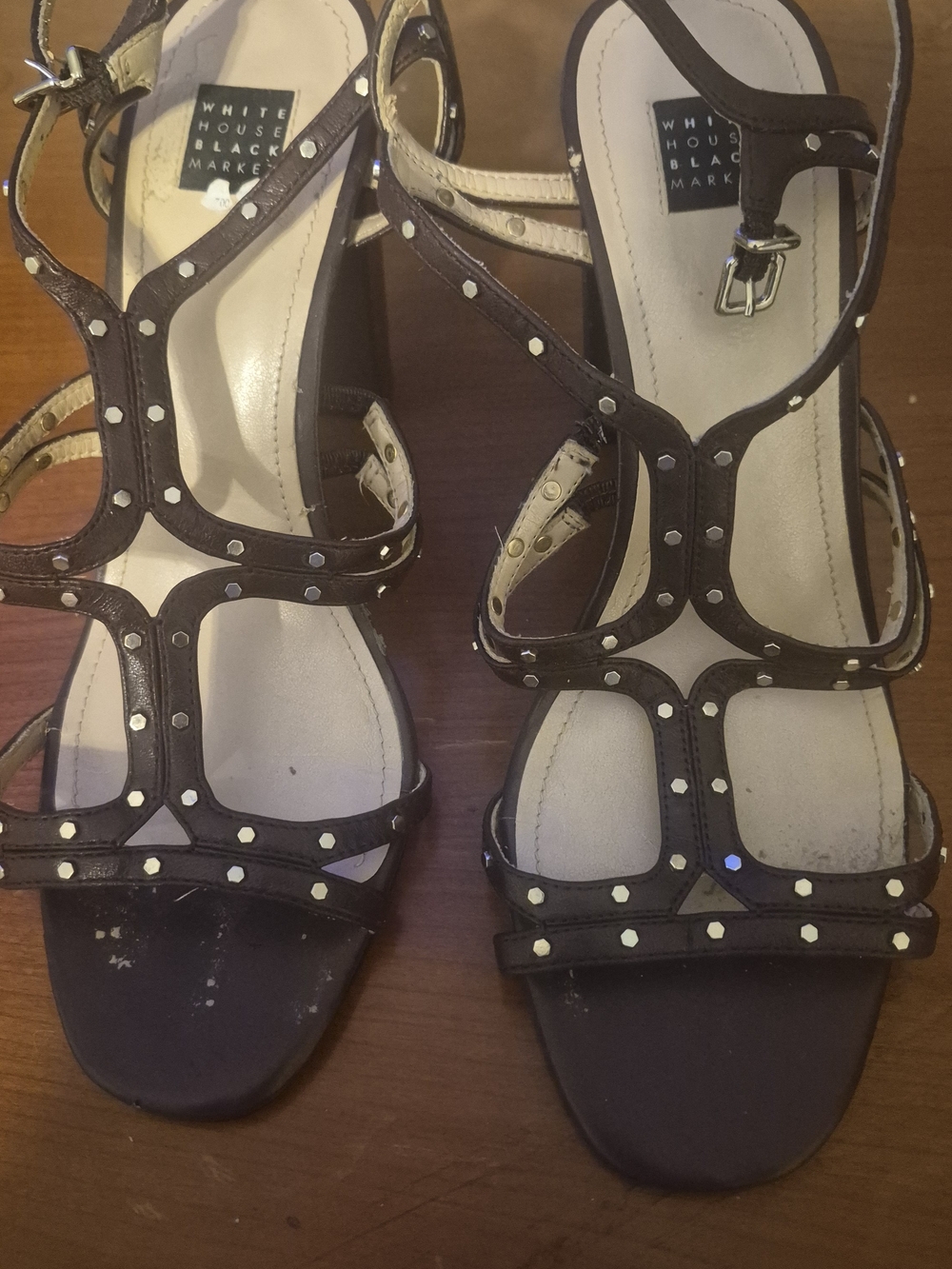White House Black Market Brown Studded Strappy Sandal